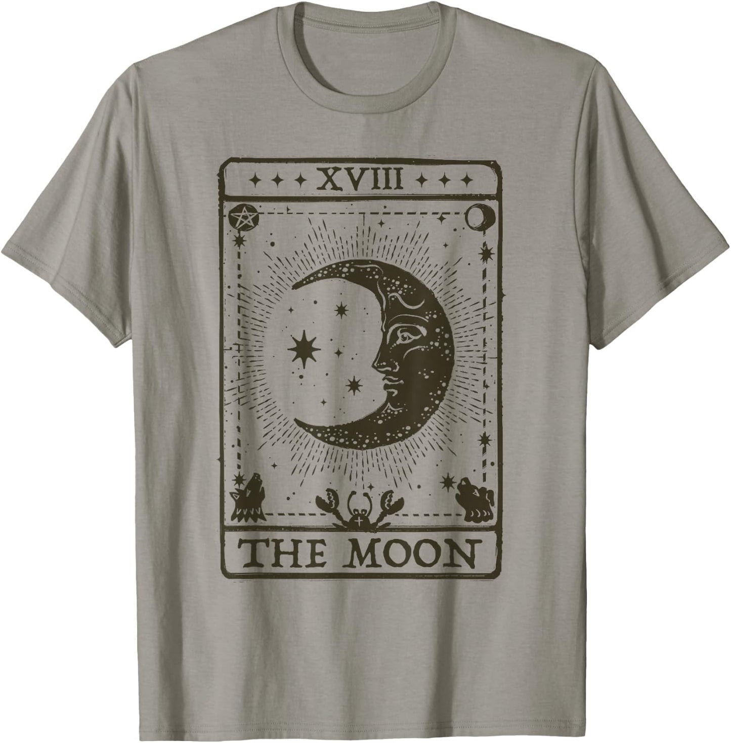 Trendy The Moon Graphic Black White Tarot Card T-Shirt - T-Shirt | Sand