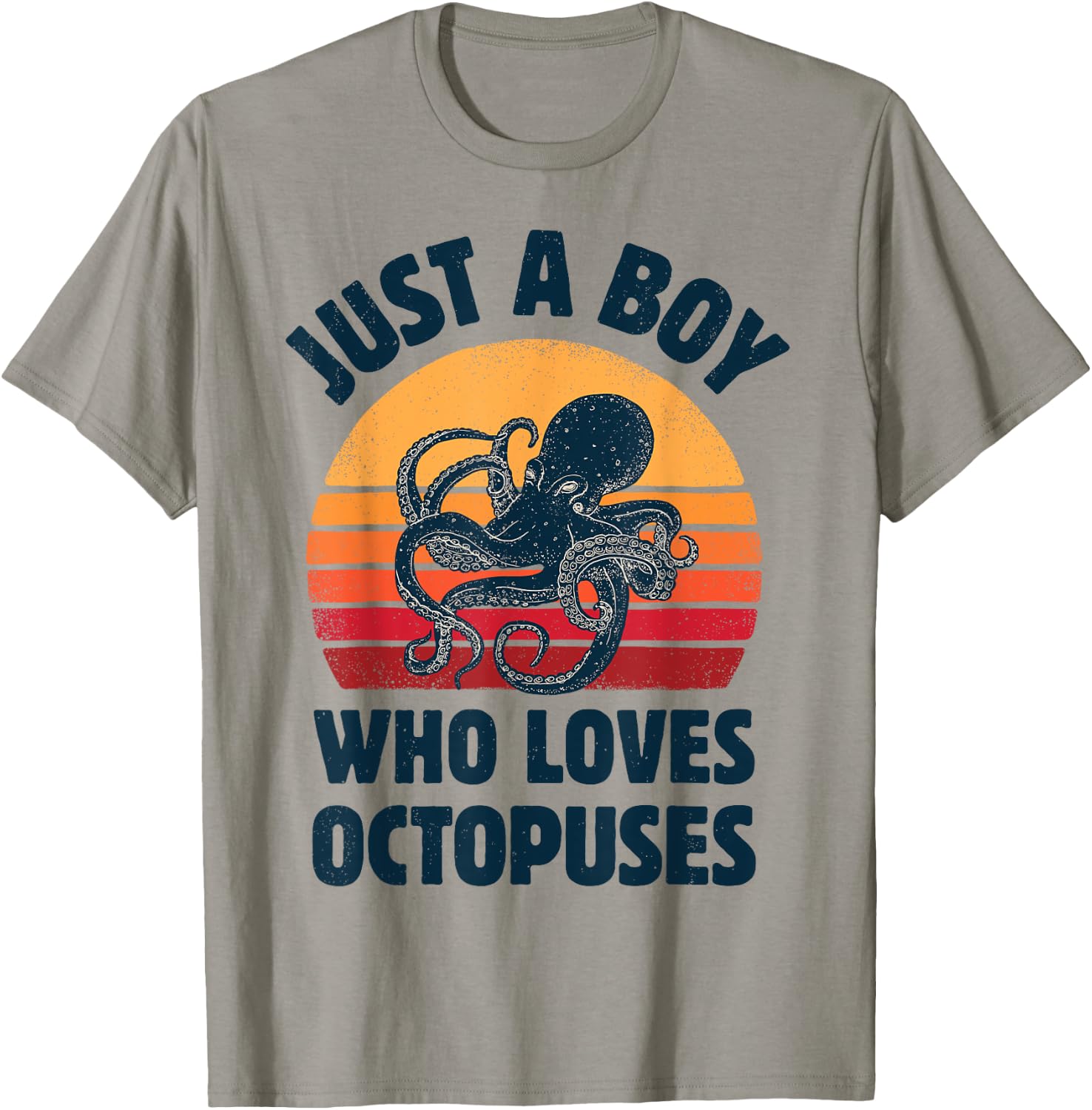 Octopus Just A Boy Who Loves Sea Animals Men Retro Vintage T-Shirt - T-Shirt | Sand