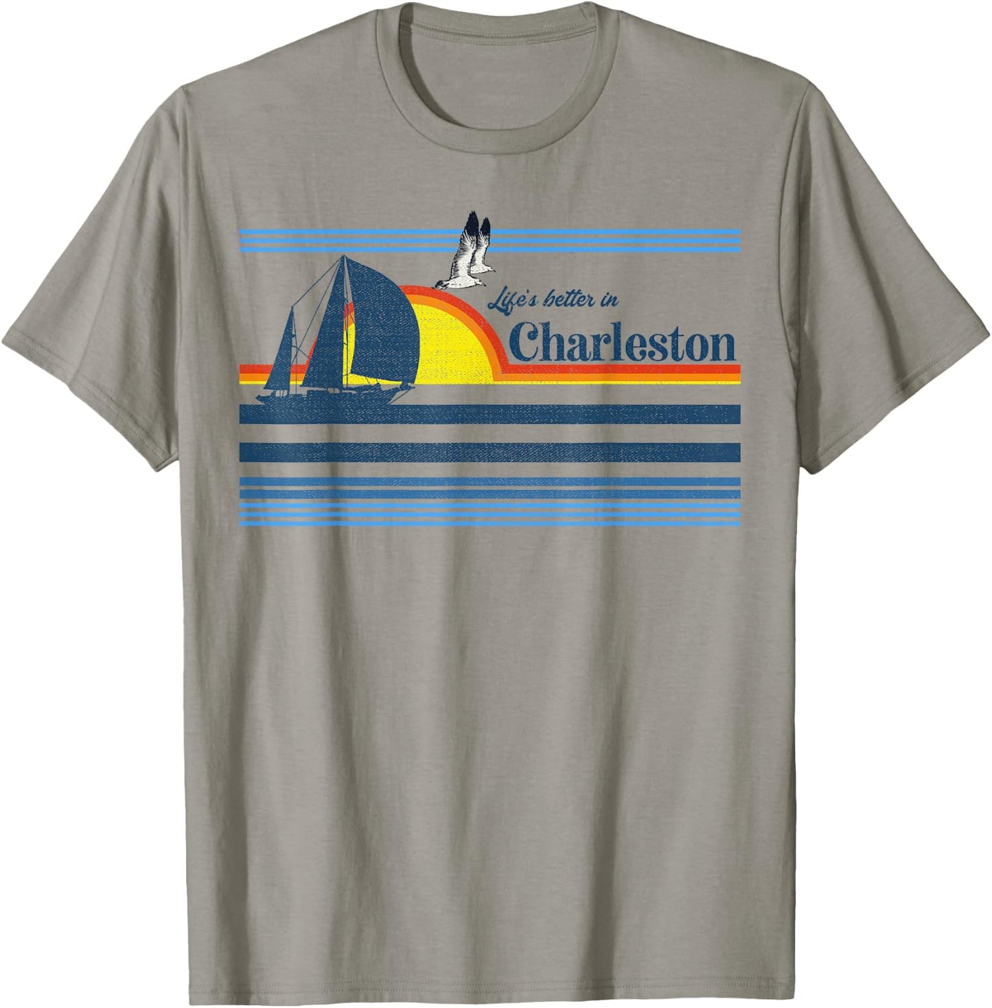 Charleston SC South Carolina Gift Beach Retro Vintage Sunset T-Shirt - T-Shirt | Sand