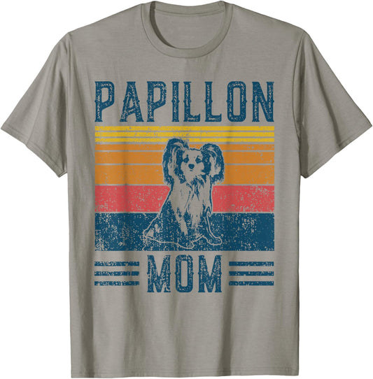 Dog Papillon Mom - Vintage Papillon Mom T-Shirt - T-Shirt | Sand