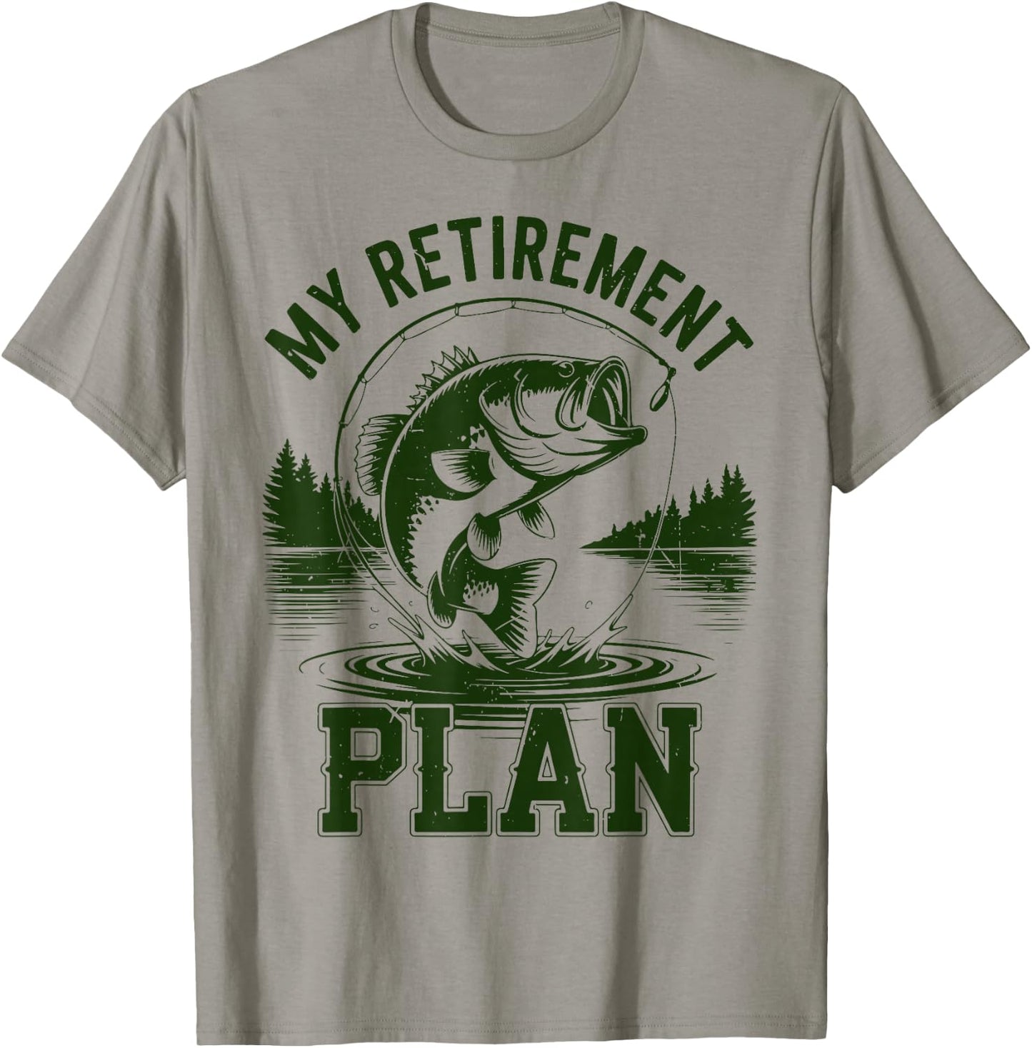 Bass Fish My Retirement Plant Funny Grandpa Fishing Gift Men T-Shirt - T-Shirt | Sand