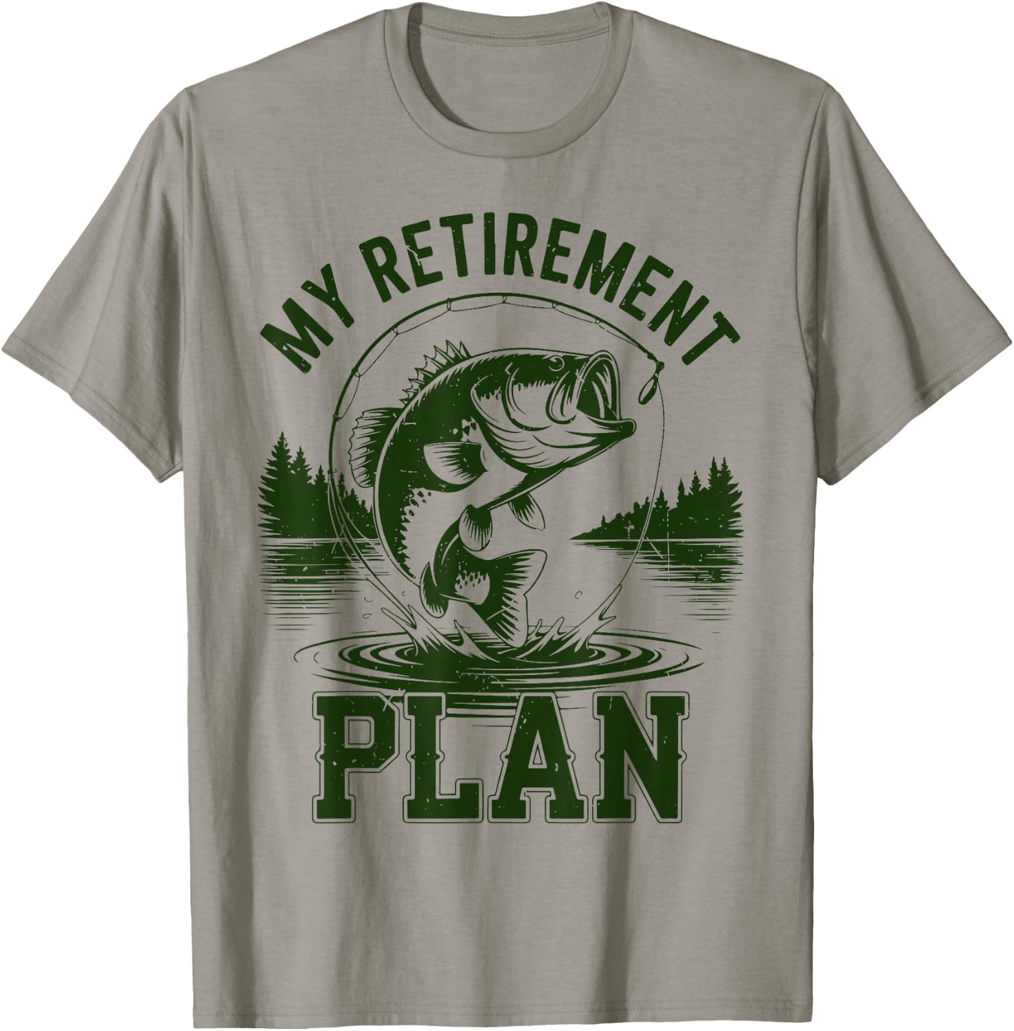 Bass Fish My Retirement Plant Funny Grandpa Fishing Gift Men T-Shirt - T-Shirt | Sand