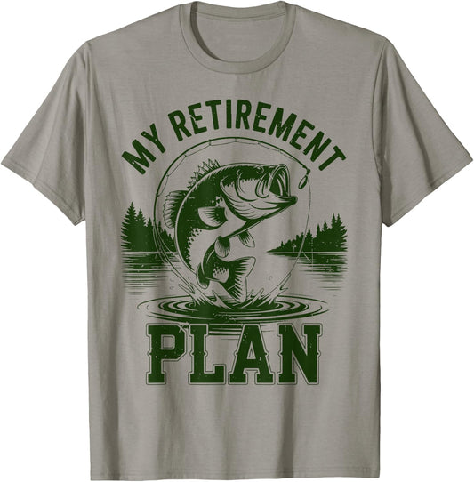 Bass Fish My Retirement Plant Funny Grandpa Fishing Gift Men T-Shirt - T-Shirt | Sand