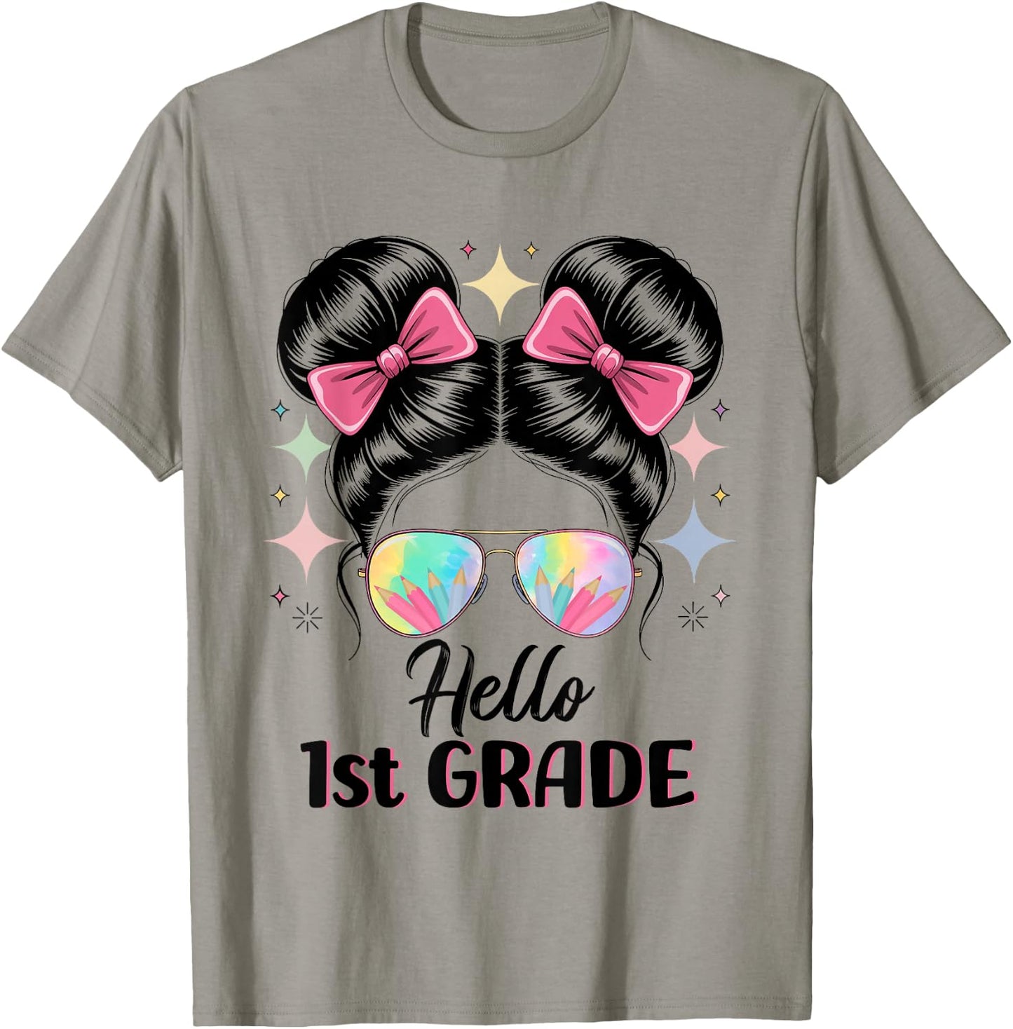 Back To School Coquette Bow Teacher Hello First Grade Girls T-Shirt - T-Shirt | Sand