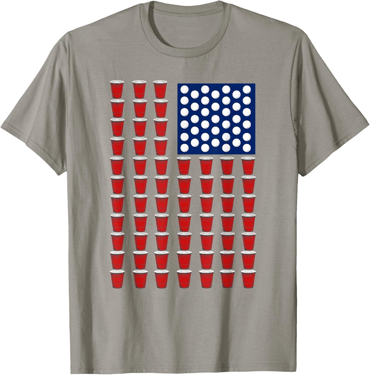 4th of July Trendy Red Solo Cup Beer Pong USA Flag T-Shirt - T-Shirt | Sand