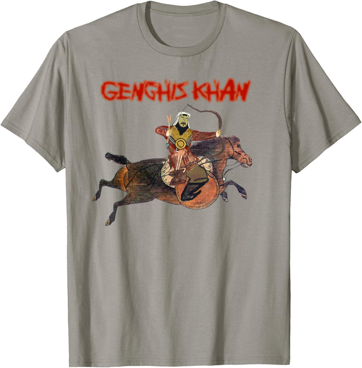 Rex Invictus Genghis Khan , Men's -Adults Yellow Cartoon , Classic Fit, Short Sleeve, , Small T-Shirt - T-Shirt | Sand