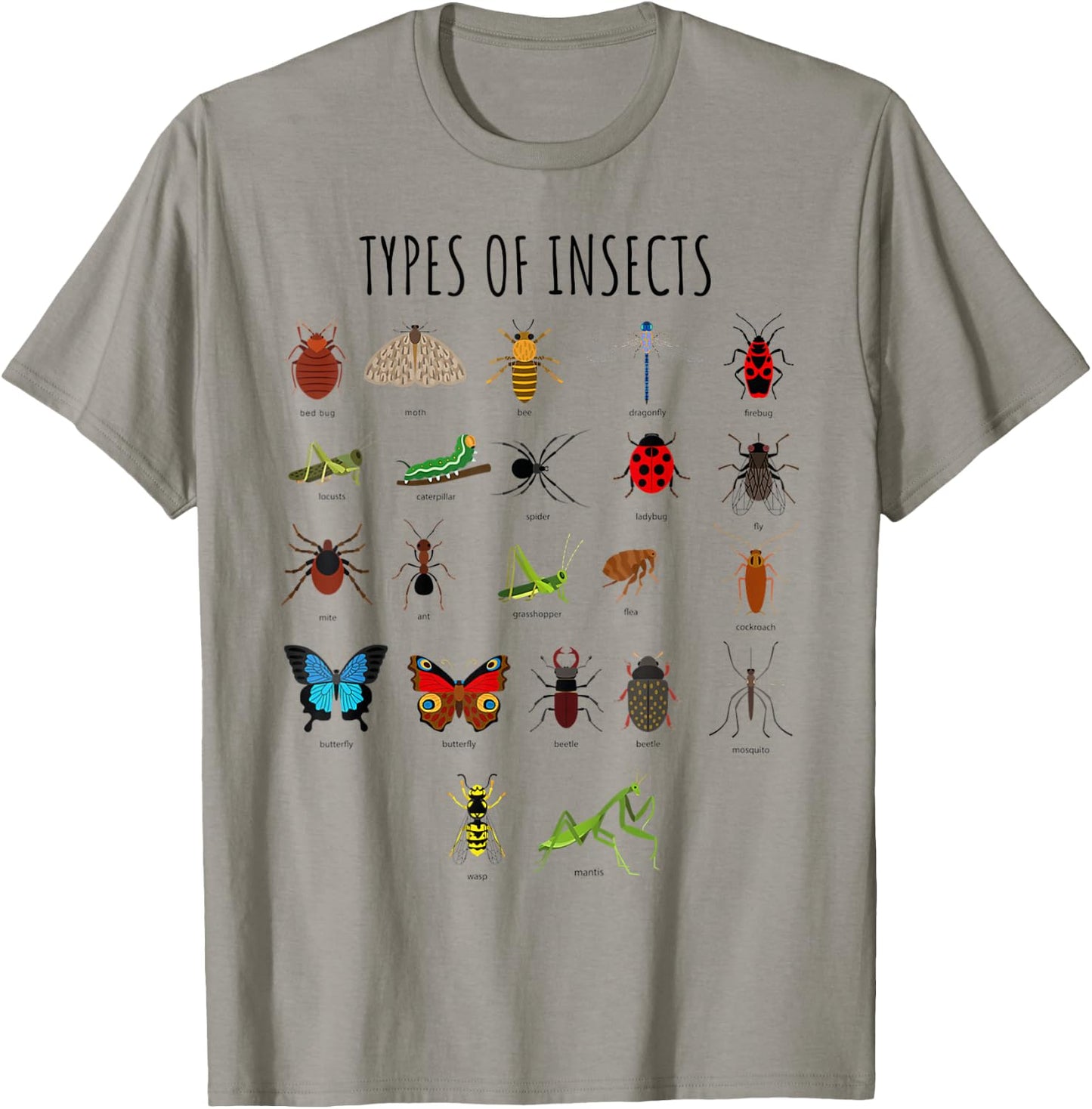 Kids Types of Insects Bug Identification Science T-Shirt - T-Shirt | Sand