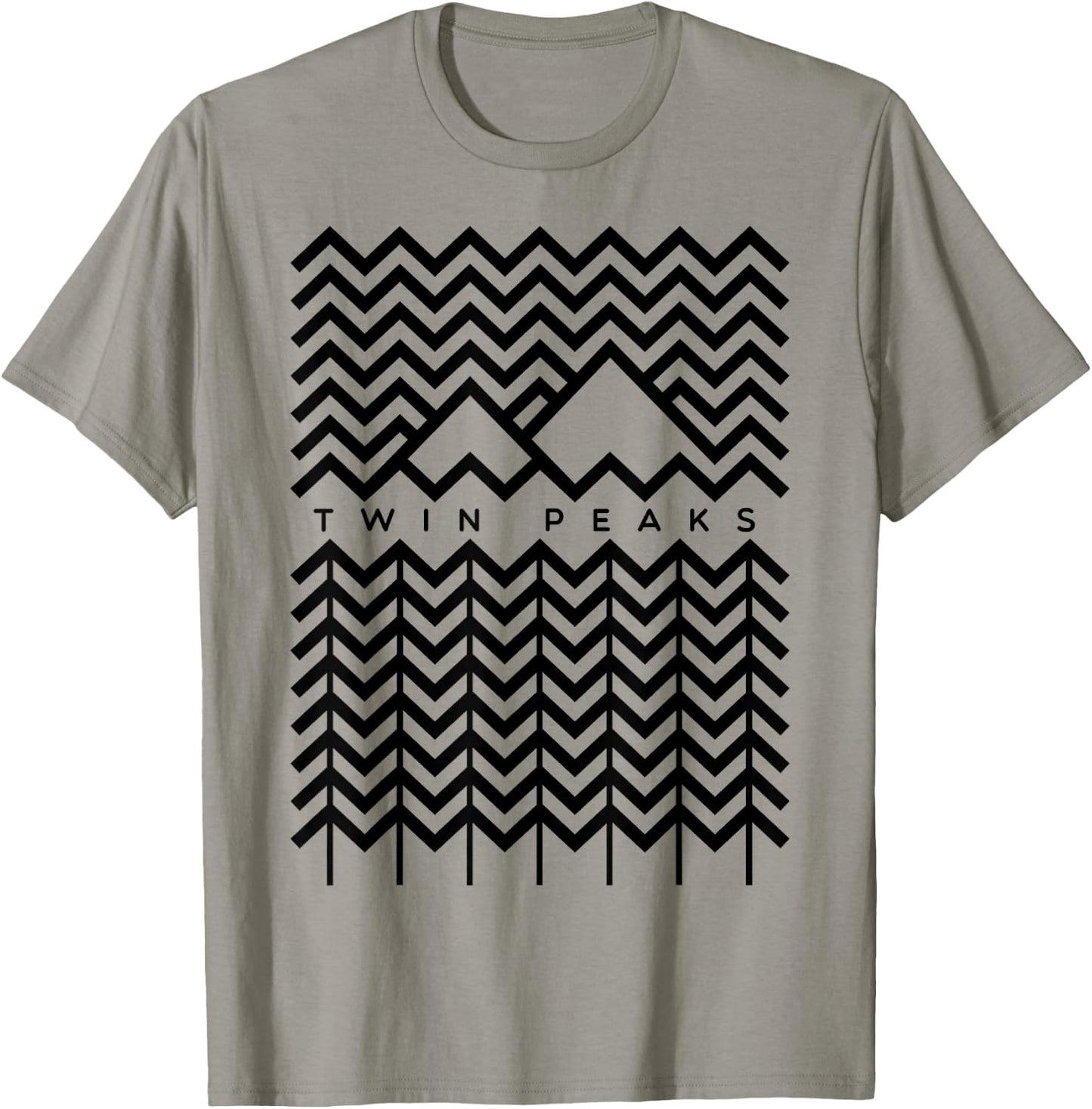 Twin Peaks Mountain and Trees Line Art Grphic T-Shirt - T-Shirt | Sand