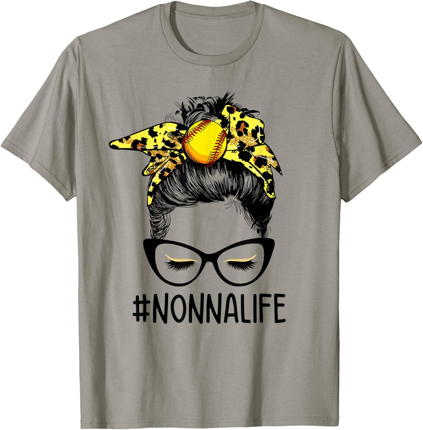 Messy Bun Nonna Life Softball Nonna Mothers Day T-Shirt - T-Shirt | Sand