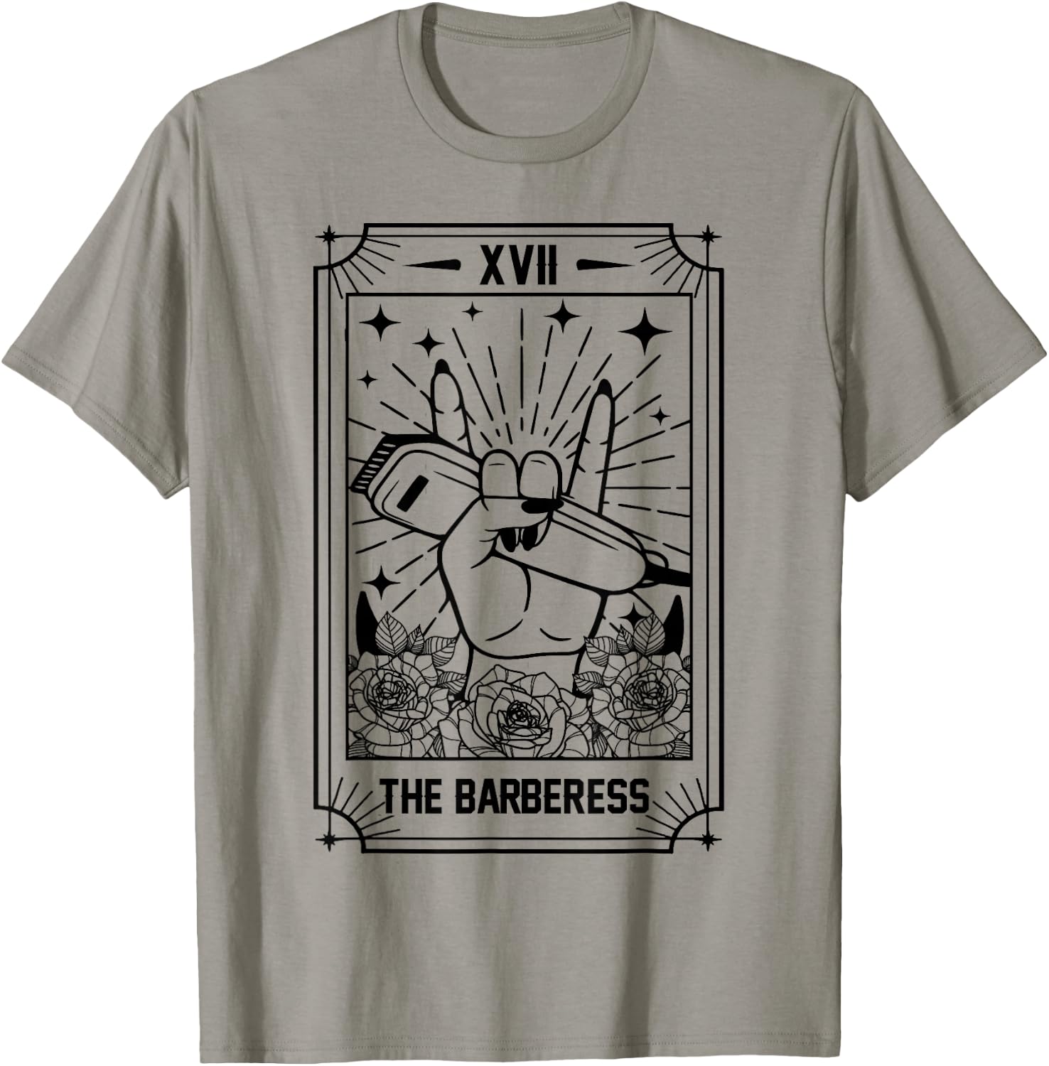 Hairstylist Proud Lady Barber Salon The Barberess Tarot Card T-Shirt - T-Shirt | Sand