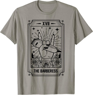 Hairstylist Proud Lady Barber Salon The Barberess Tarot Card T-Shirt - T-Shirt | Sand