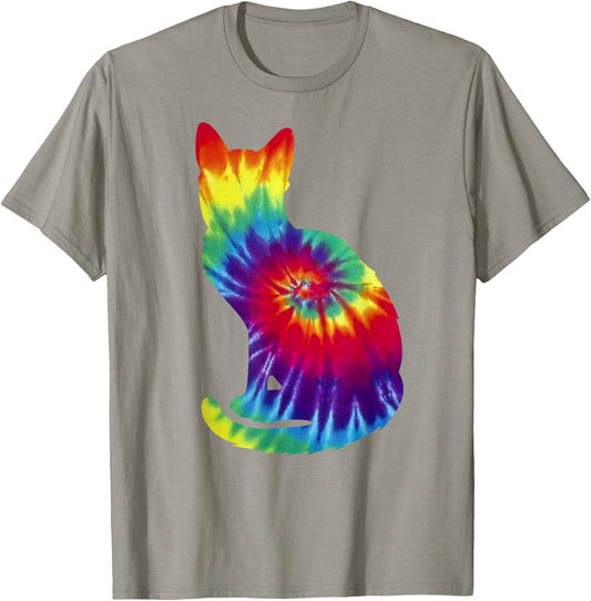 Tie Dye Cat Shirt | Colorful Tye Dye Kitten T-Shirt - T-Shirt | Sand