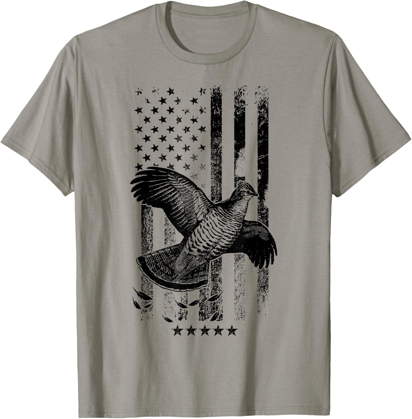 USA American Flag Hunters - Hunting Grouse Bird T-Shirt - T-Shirt | Sand