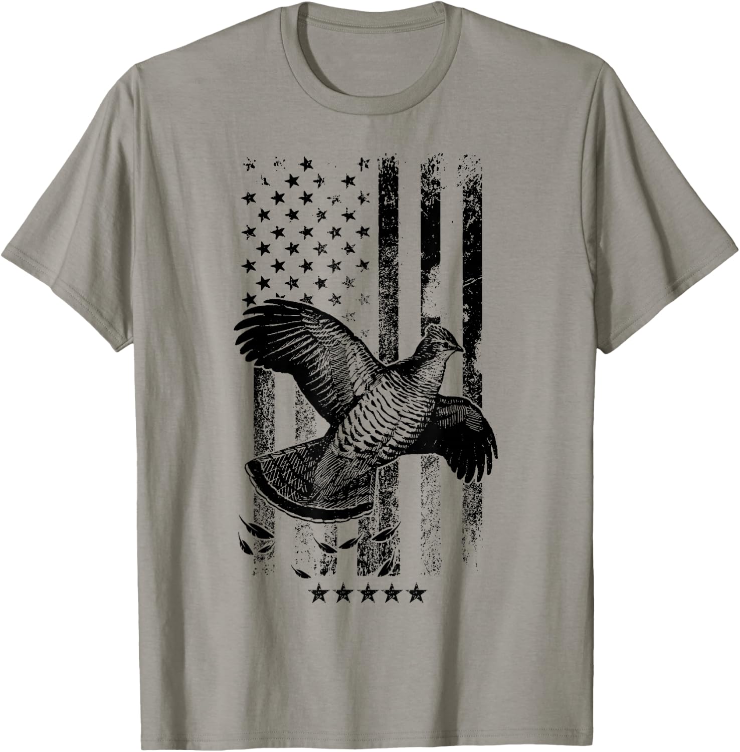 USA American Flag Hunters - Hunting Grouse Bird T-Shirt - T-Shirt | Sand