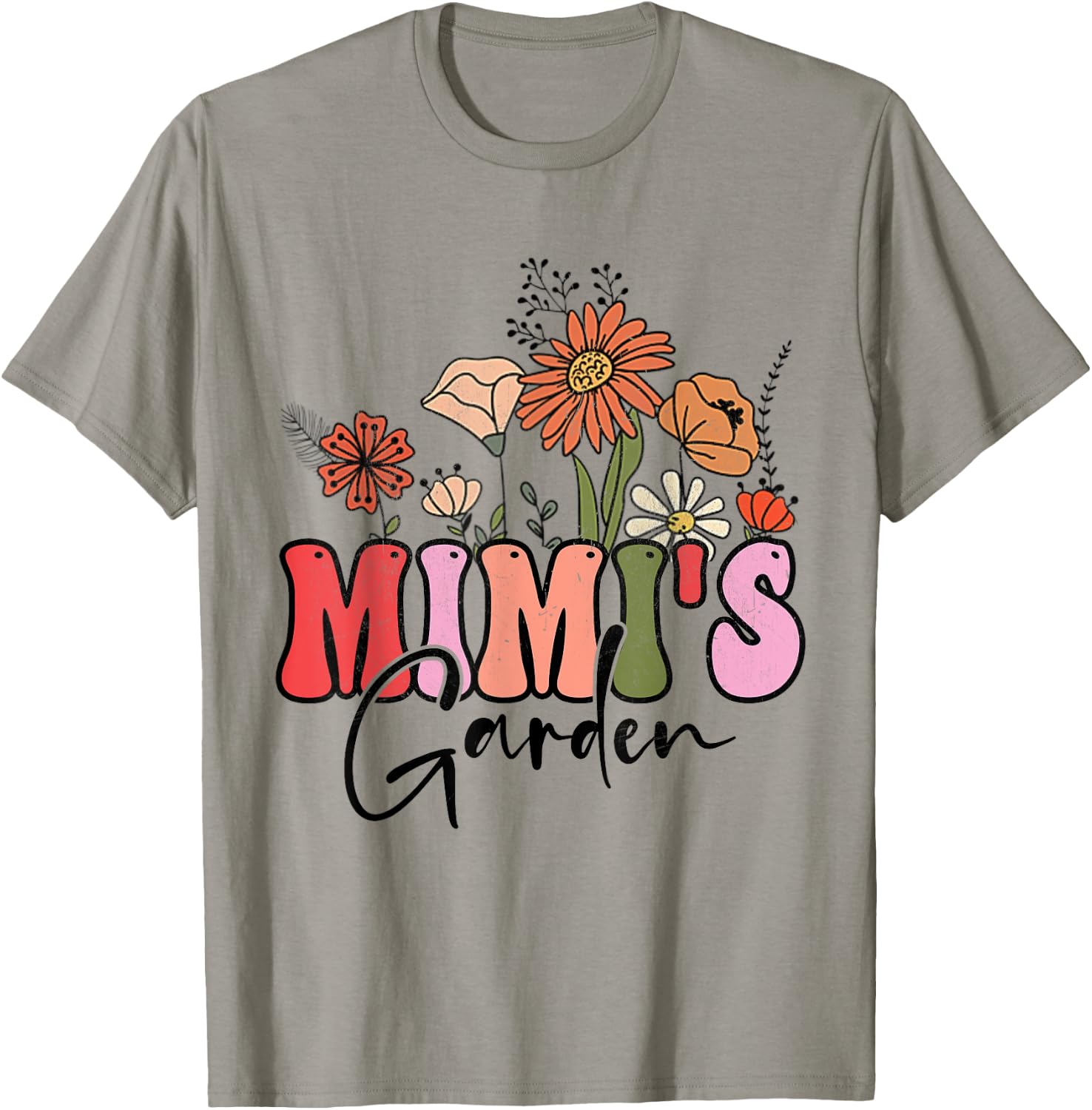 Flowers Groovy Retro Mothers Day Mimi's Garden T-Shirt - T-Shirt | Sand