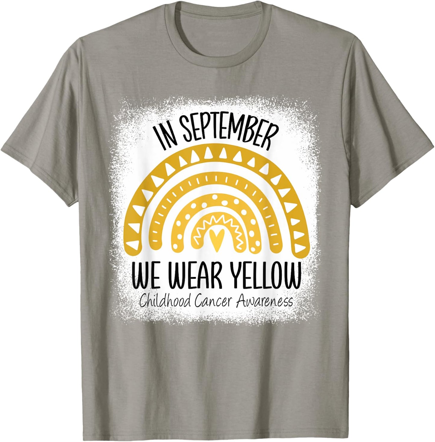 Rainbow September We Wear Yellow Childhood Cancer Awareness T-Shirt - T-Shirt | Sand