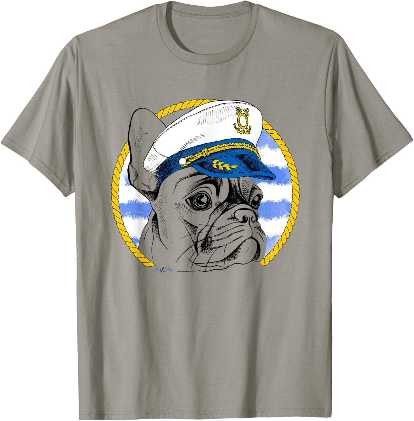 Oh Ship! Nautical French Bulldog T-Shirt - T-Shirt | Sand