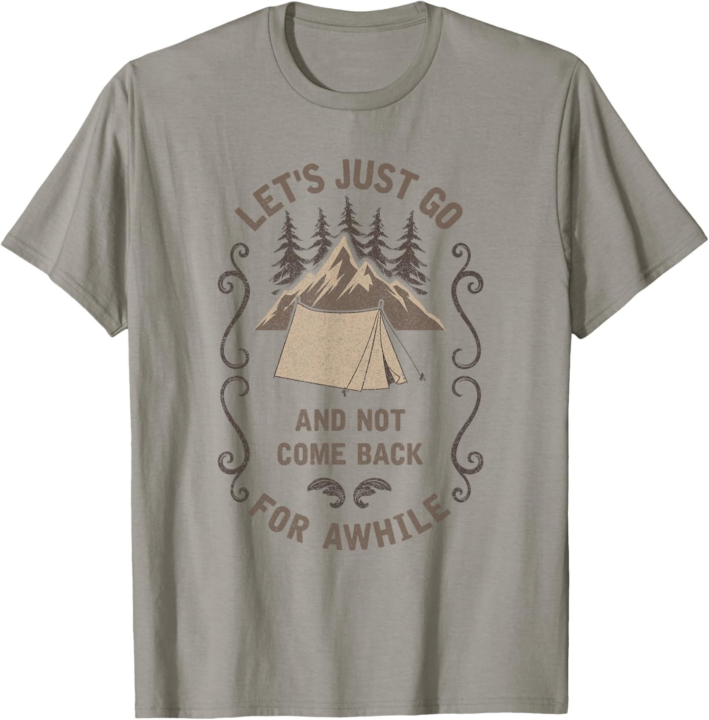 Let's Just Go Outdoor Camping Tent Hiking Backpacking Gift T-Shirt - T-Shirt | Sand