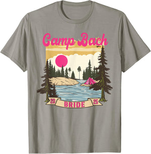 Camp Bach Bride Bridesmaid Retro Camping Bachelorette 2025 T-Shirt - T-Shirt | Sand