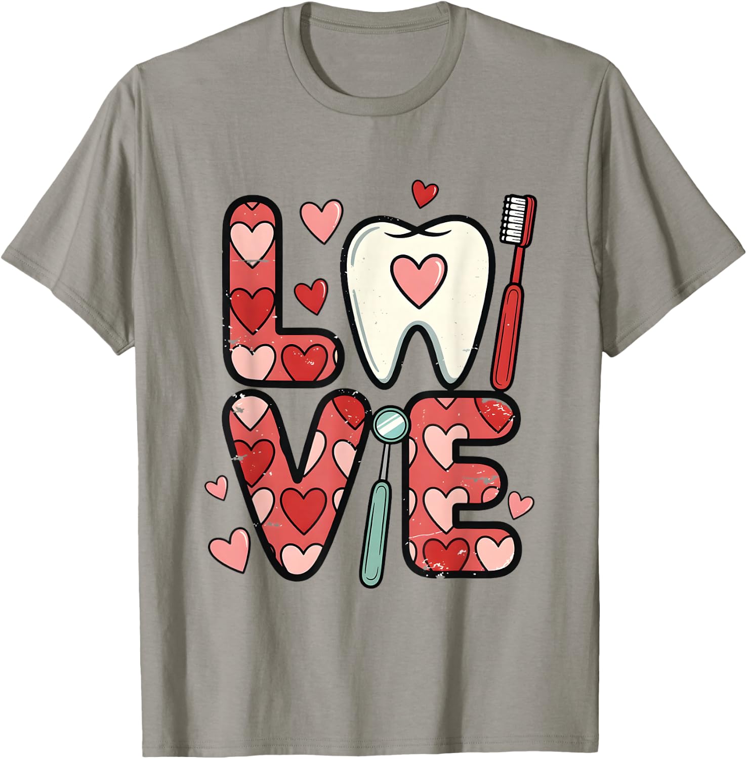 Love Your Smile Dental Heart Design for Oral Care Lovers T-Shirt - T-Shirt | Sand