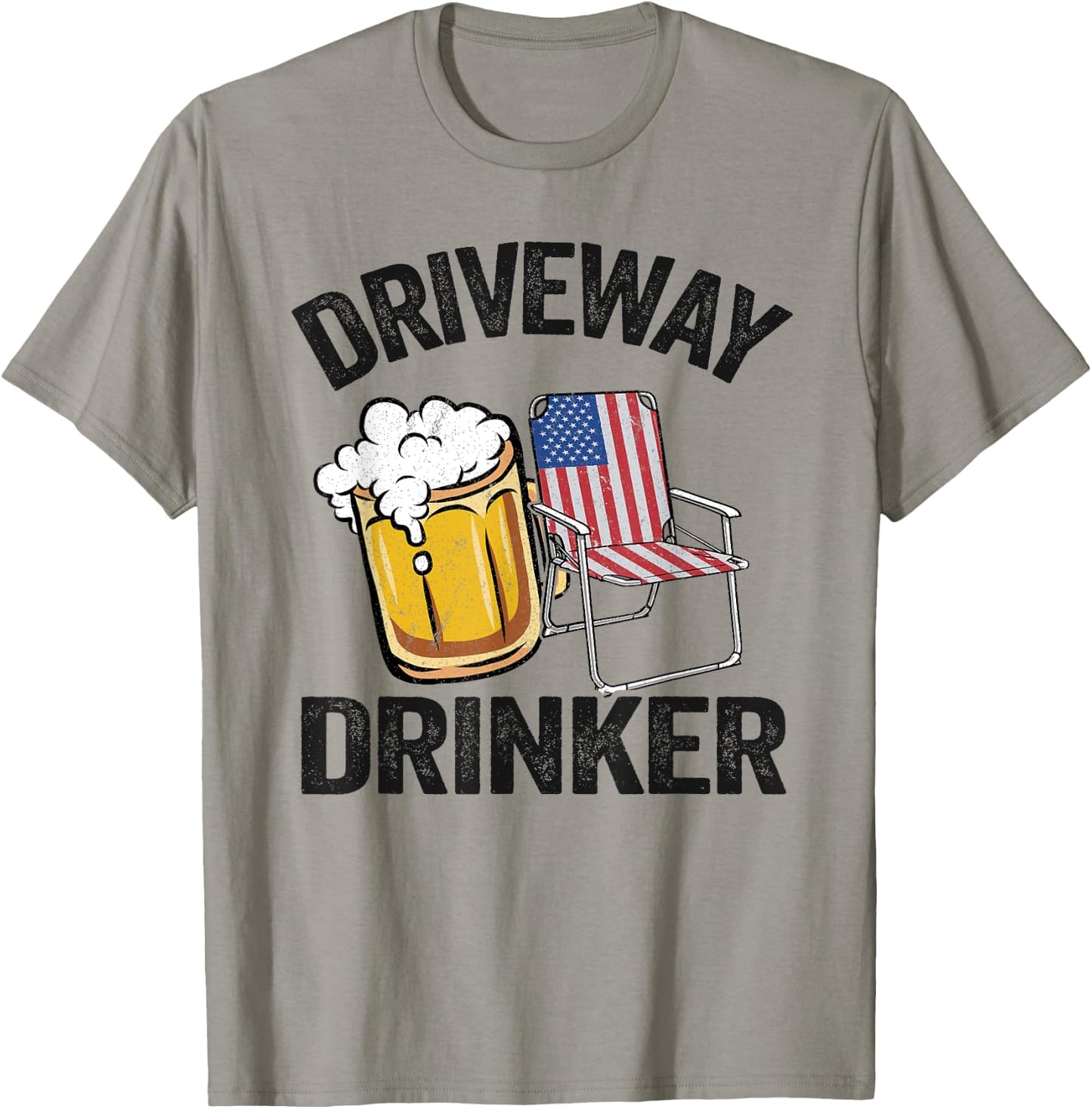 Beer Lover American Flag 4th Of July Party Driveway Drinker T-Shirt - T-Shirt | Sand