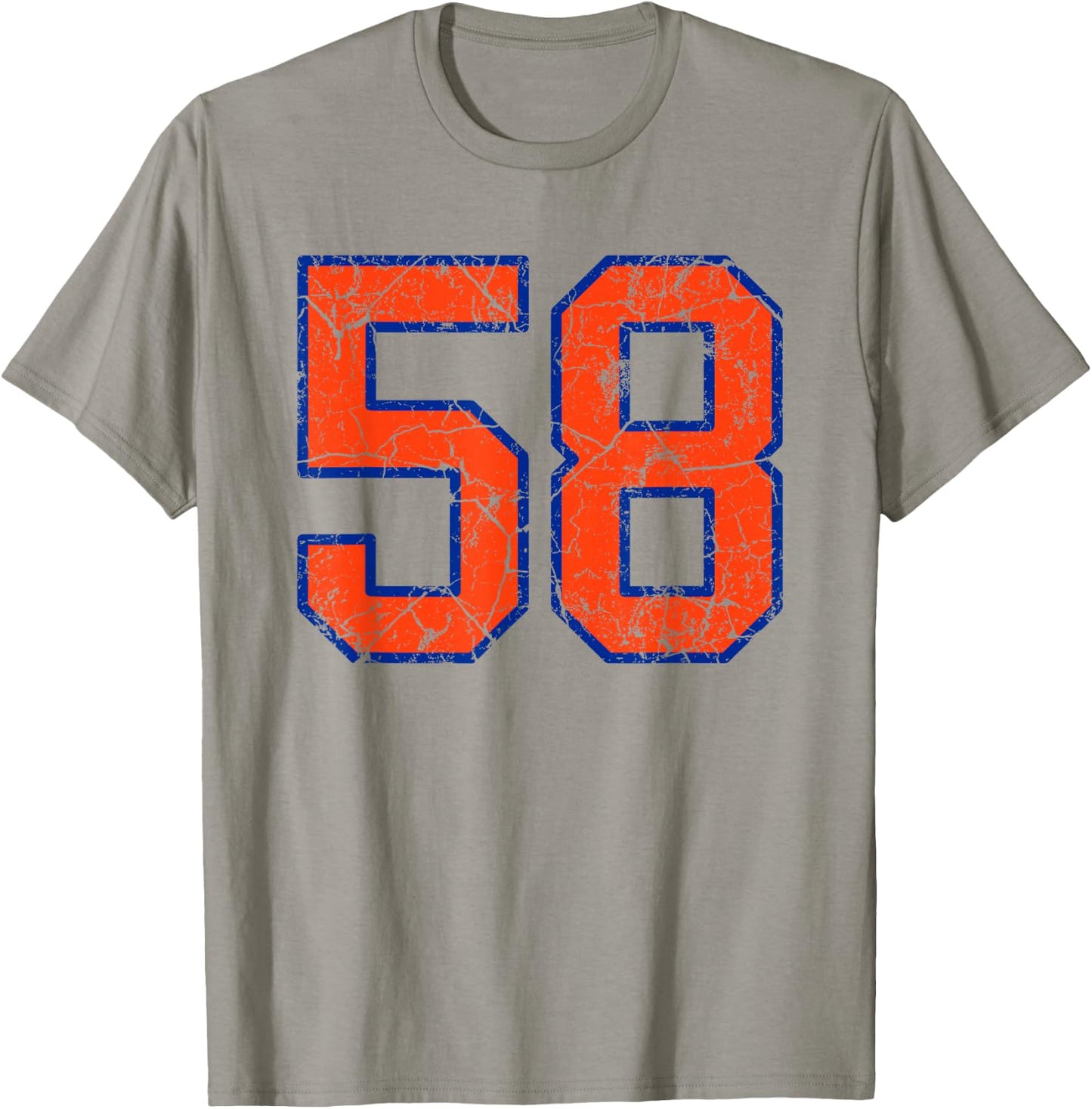 Orange and Blue Sports Number 58 Jersey Uniform Player T-Shirt - T-Shirt | Sand