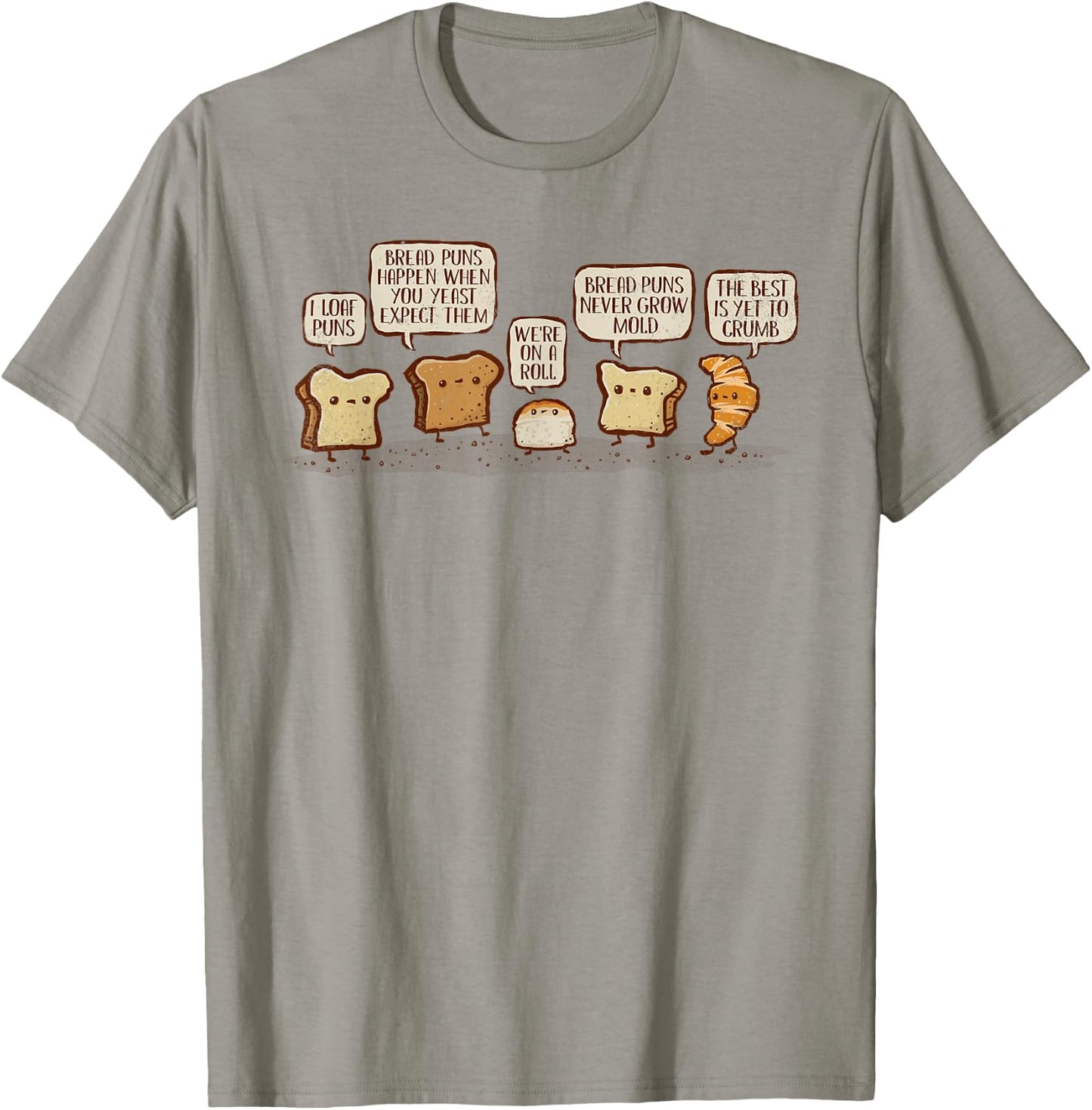 kg07 -Adults White Cotton 80% Polyester 20% Classic Fit Collarless Short Sleeve Small I Loaf Bread Puns T-Shirt - T-Shirt | Sand