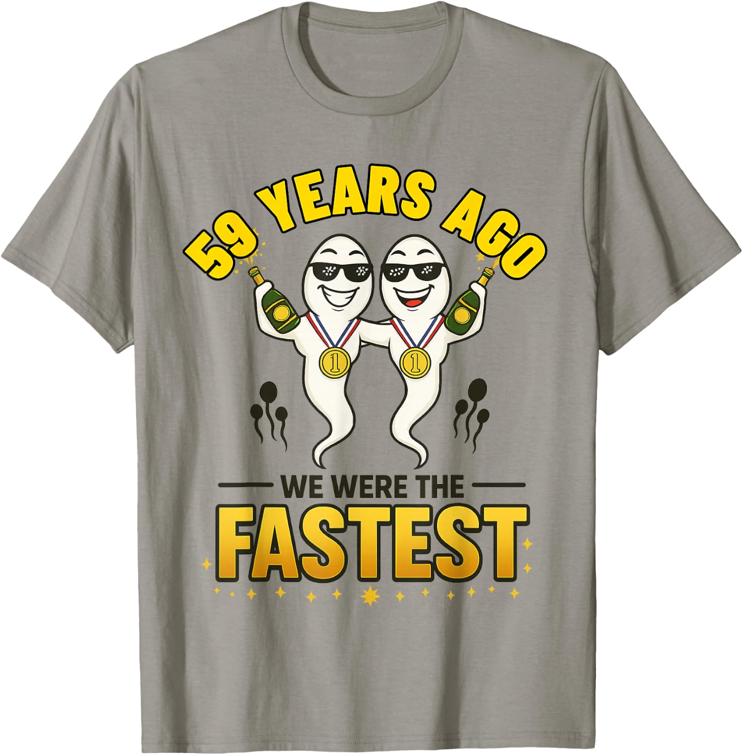 59 Years Ago I was The Fastest Twin Birthday T-Shirt - T-Shirt | Sand