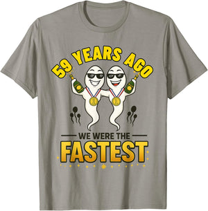 59 Years Ago I was The Fastest Twin Birthday T-Shirt - T-Shirt | Sand