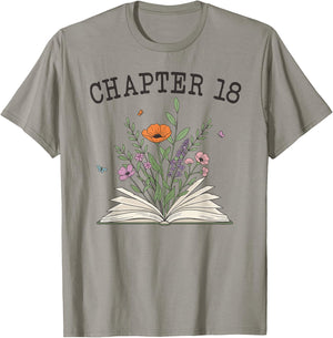 Chapter 18 - Book Lovers & Readers 18th Birthday Wildflowers T-Shirt - T-Shirt | Sand