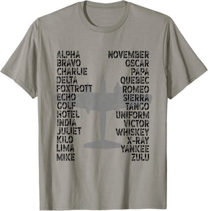 Phonetic Alphabet Airplane Pilot Flying Aviation Plane T-Shirt - T-Shirt | Sand