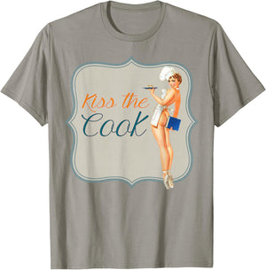 Kiss The Cook Vintage 1940's 50's Sexy Pin-up Girl Retro Art T-Shirt - T-Shirt | Sand