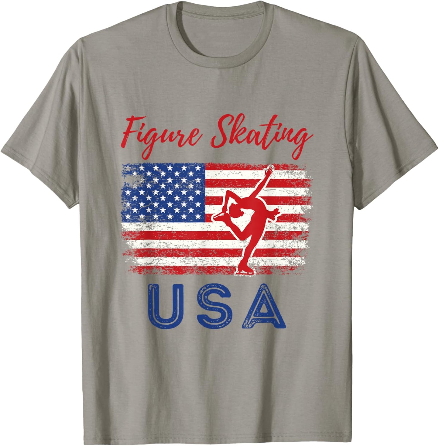 USA American Flag Figure Skating Team Girls Women T-Shirt - T-Shirt | Sand