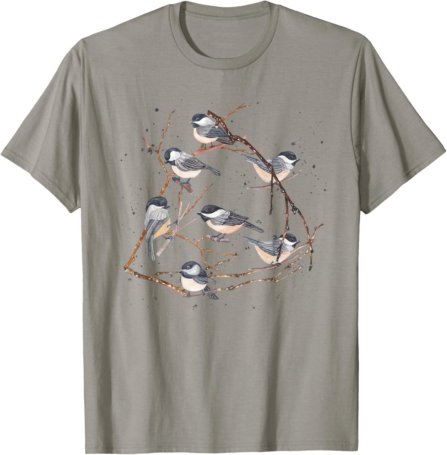 Chickadee Bird Watching Birding Nature Tree Branch Bird T-Shirt - T-Shirt | Sand