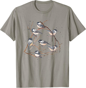 Chickadee Bird Watching Birding Nature Tree Branch Bird T-Shirt - T-Shirt | Sand