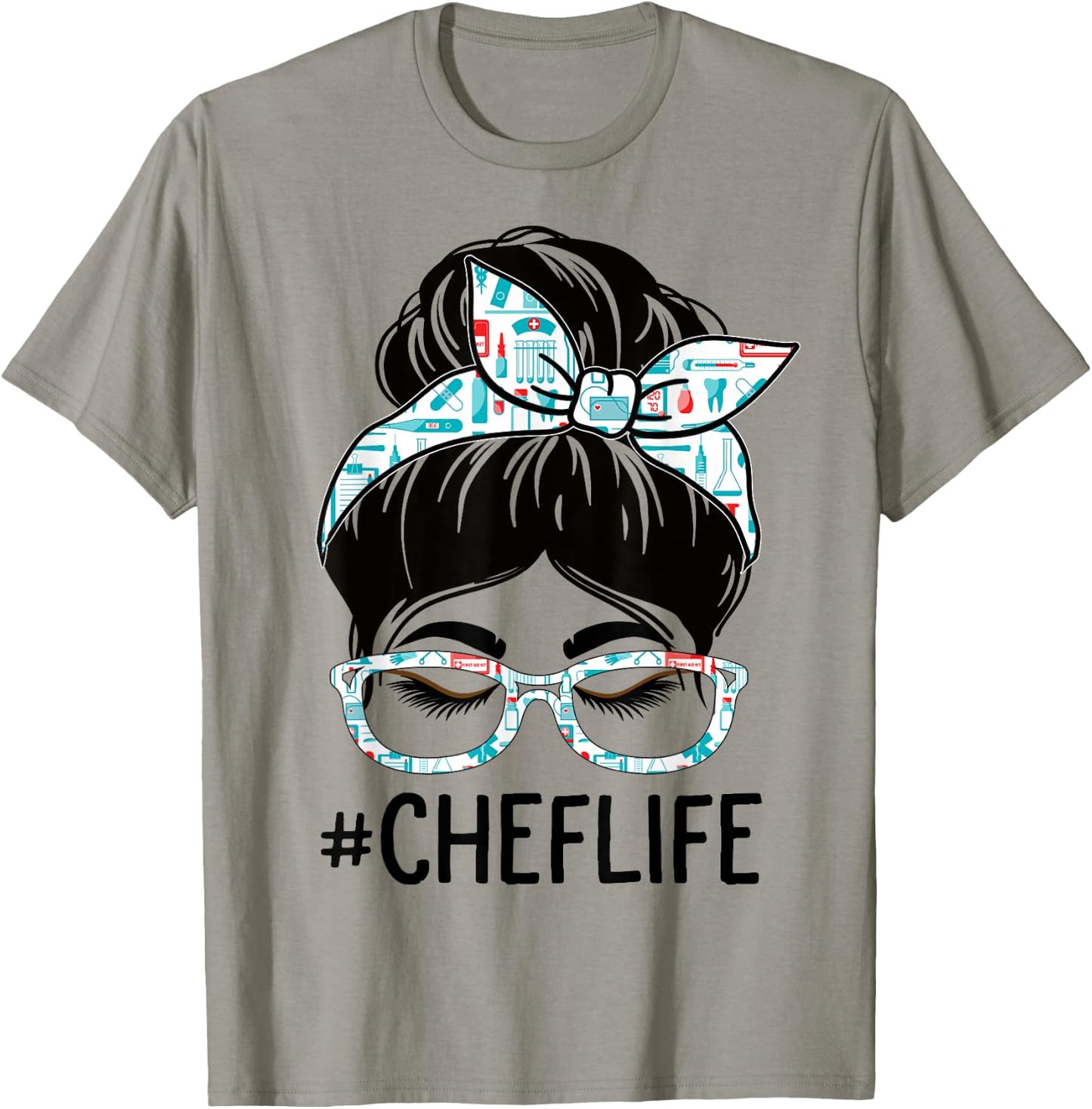 Chef Week Appreciation Day Women Messy Bun For Work T-Shirt - T-Shirt | Sand