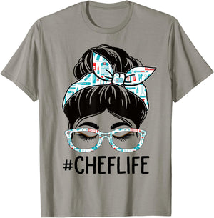 Chef Week Appreciation Day Women Messy Bun For Work T-Shirt - T-Shirt | Sand