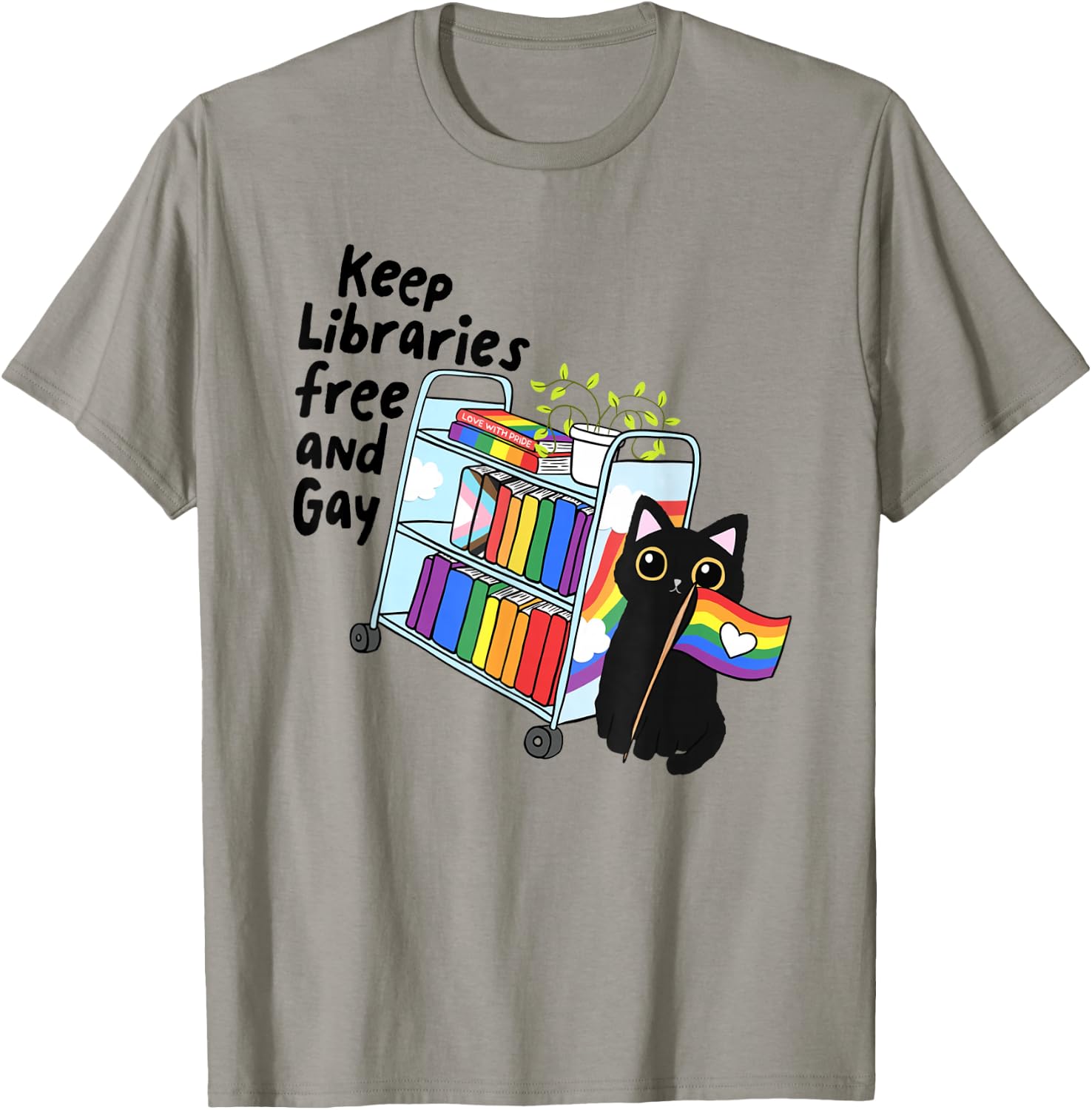 Keep Libraries Free Gay Pride Month Librarian LGBTQ Bookish T-Shirt - T-Shirt | Sand