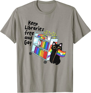 Keep Libraries Free Gay Pride Month Librarian LGBTQ Bookish T-Shirt - T-Shirt | Sand