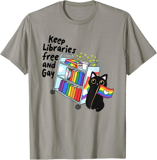 Keep Libraries Free Gay Pride Month Librarian LGBTQ Bookish T-Shirt - T-Shirt | Sand