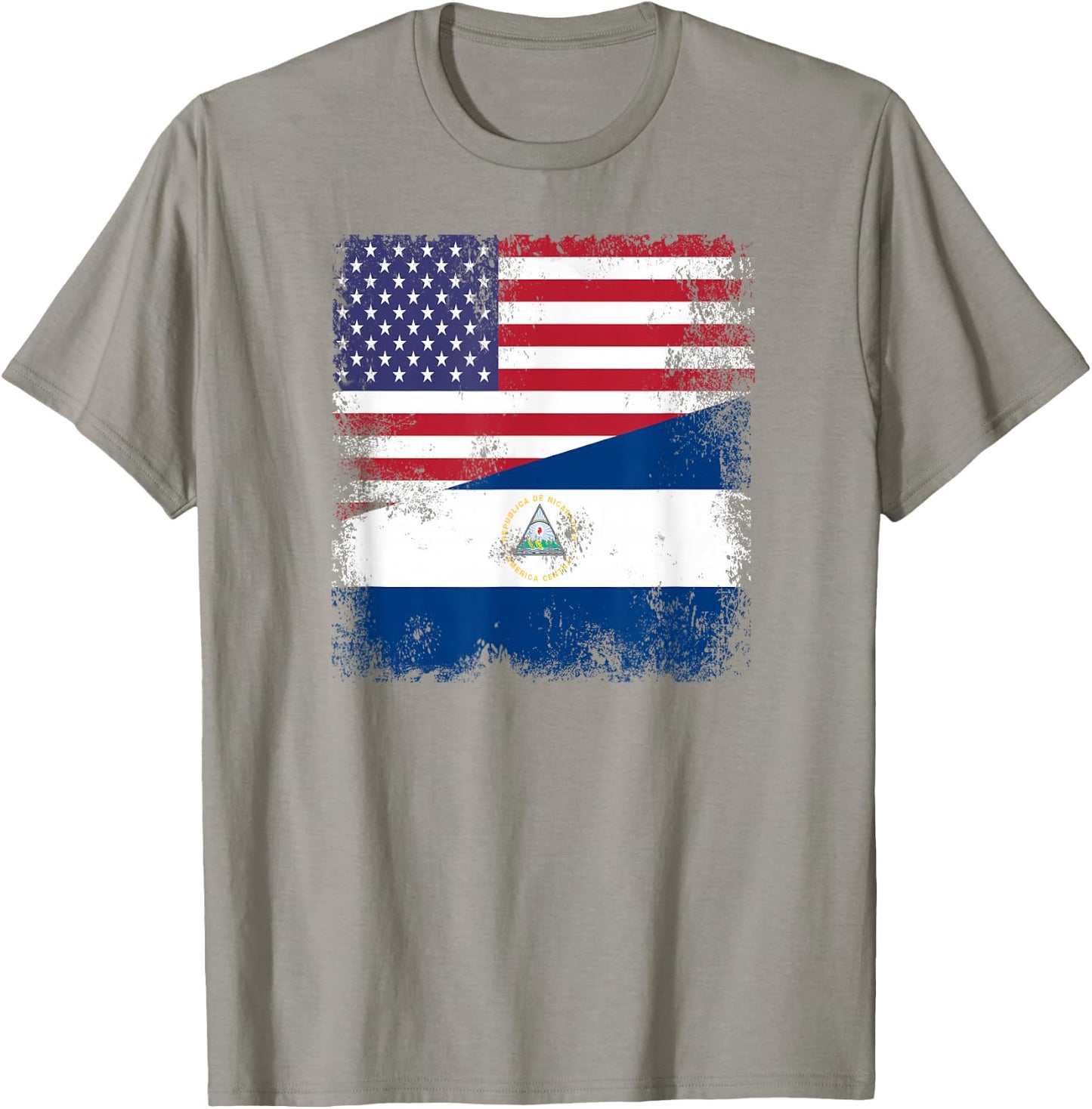 Half Nicaraguan Flag | Vintage Nicaragua USA Gift T-Shirt - T-Shirt | Sand