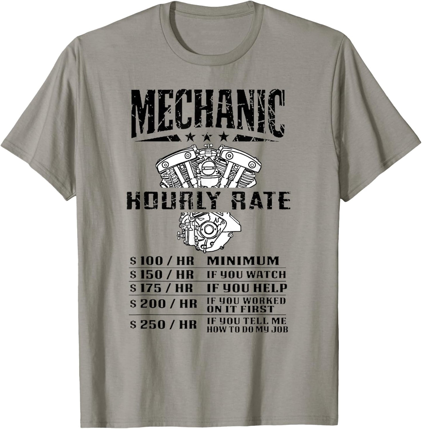 Funny Mechanic Hourly Rate Motorcycle Labor Rates T-Shirt - T-Shirt | Sand