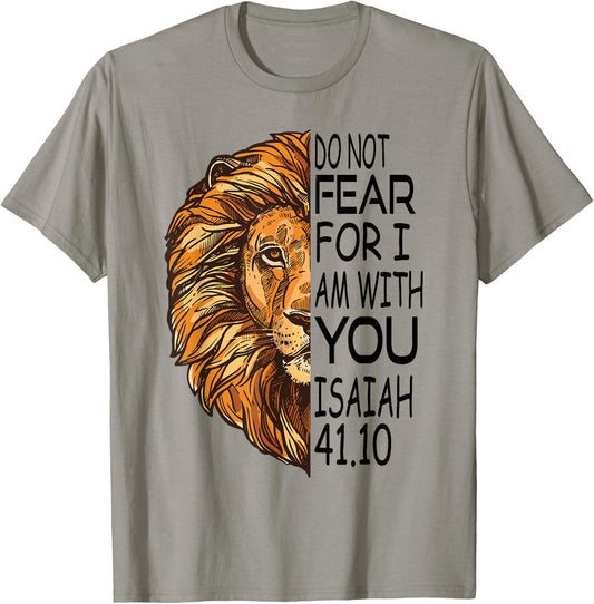 Christian Religious Bible Verse Sayings Lion Fear Scripture T-Shirt - T-Shirt | Sand
