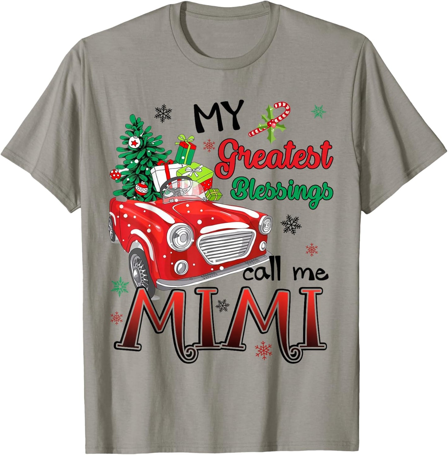 My Greatest Blessings Call Me Mimi Christmas Tree Grandma T-Shirt - T-Shirt | Sand