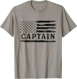 Captain Black Vintage USA Flag Father's Day T-Shirt - T-Shirt | Sand
