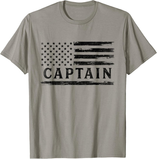Captain Black Vintage USA Flag Father's Day T-Shirt - T-Shirt | Sand