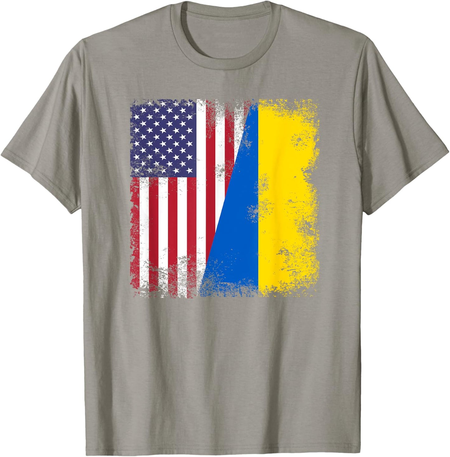 Half Ukrainian Flag | Vintage Ukraine USA Gift T-Shirt - T-Shirt | Sand