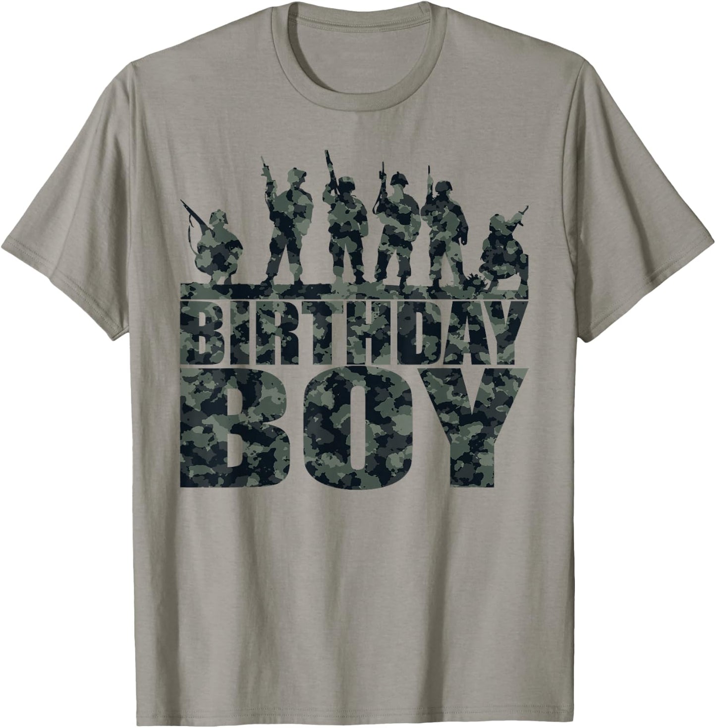 Birthday Boy Army Party Military Party Supplies Camo Green T-Shirt - T-Shirt | Sand