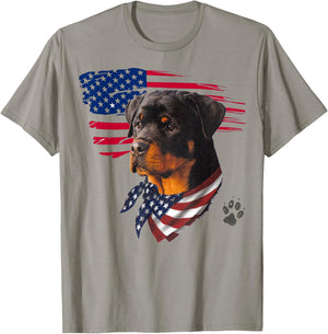 Rottweiler Dog USA American Flag Awesome Cool Women Kids Men T-Shirt - T-Shirt | Sand