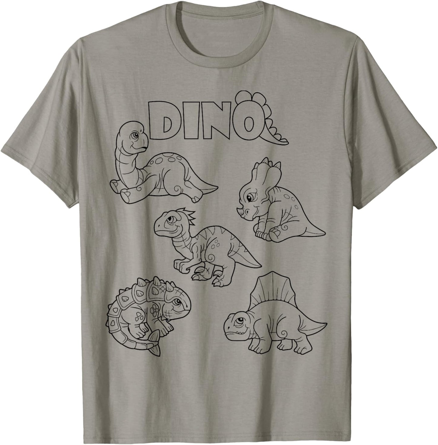 Cute dino dinosaur to paint and color in for children T-Shirt - T-Shirt | Sand